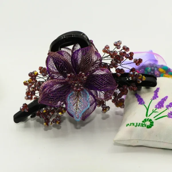 Woven Copper Wire Flower Bride Hairpin Hair Accessories for Women Retro Luxury Zircon Shark Clip Headwear Mom Jewelry Tiaras - Image 5