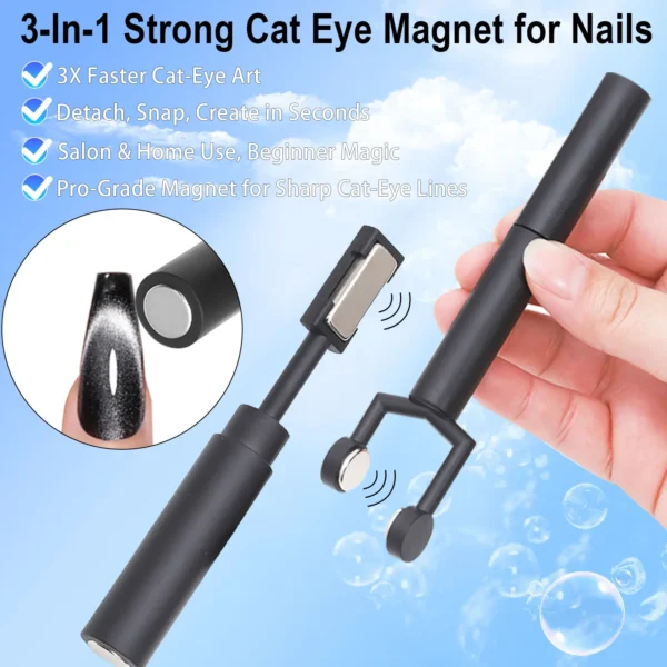 Nail Magnet Tool, Y Shape Nail Magnet Pens for Nail Cat Eye Double Head UV Gel Polish Nail Art Tool Effect Manicure Magnet Stick - Image 2