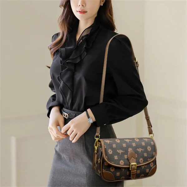 Women Quality Soft Leather Shoulder Bag Vintage Print Designer Crossbody Bag Ladies Handbags Small Purses Messenger Commuter Sac - Image 2