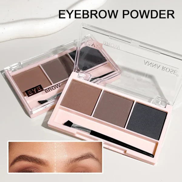 high quality 3-color brow powder palette, with brush, matte water and sweat resistant natural color brow powder long-lasting - Image 4