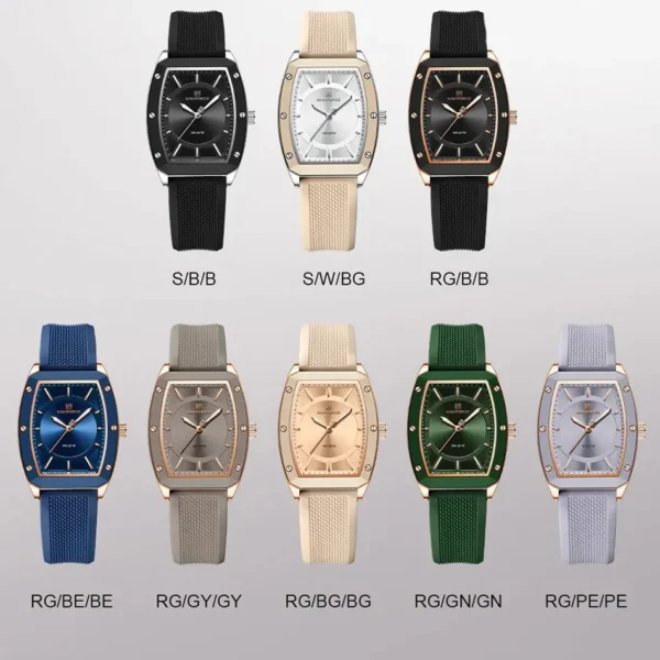 NAVIFORCE NF5049 Women Quartz Watches Silicone Strap Student Sports Watch Big Dial Simple Tonneau Waterproof Wristwatches - Image 7