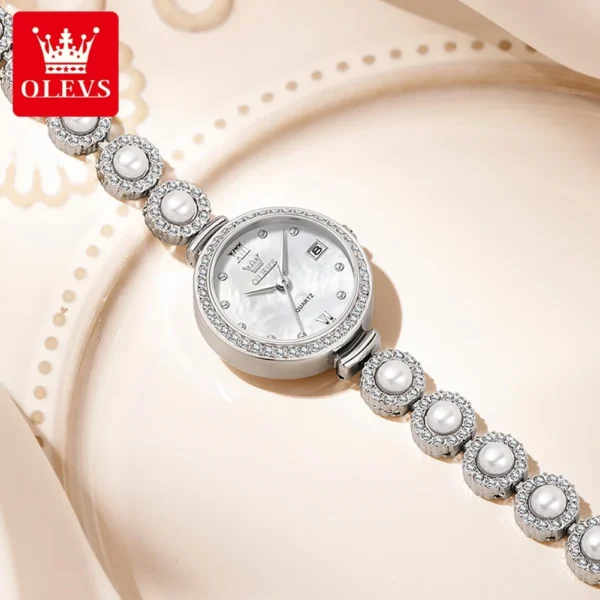 OLEVS 5635 Woman Watch Elegant Brand Quartz Watch Waterproof Pearl Watch Chain Chronograph Date Watches For Woman Original Reloj - Image 3