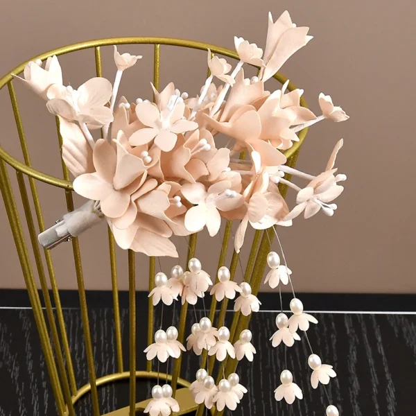 Flower Hair Barrettes Bridal Wedding Tiara Flower Pearl Tassel Hairpin Wedding Hair Accessories - Image 6