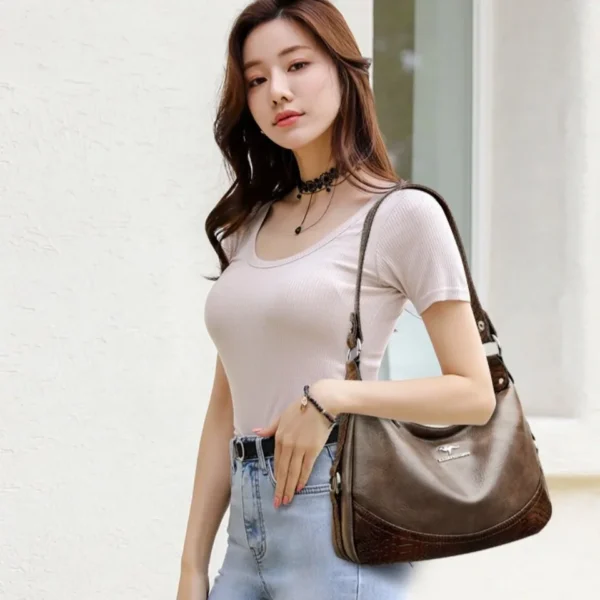 Genuine Brand 2 Layers PU Leather Shoulder Crossbody Hand Bag for Women Mother Messenger Handbag for Daily Commuting Tote Sac - Image 4