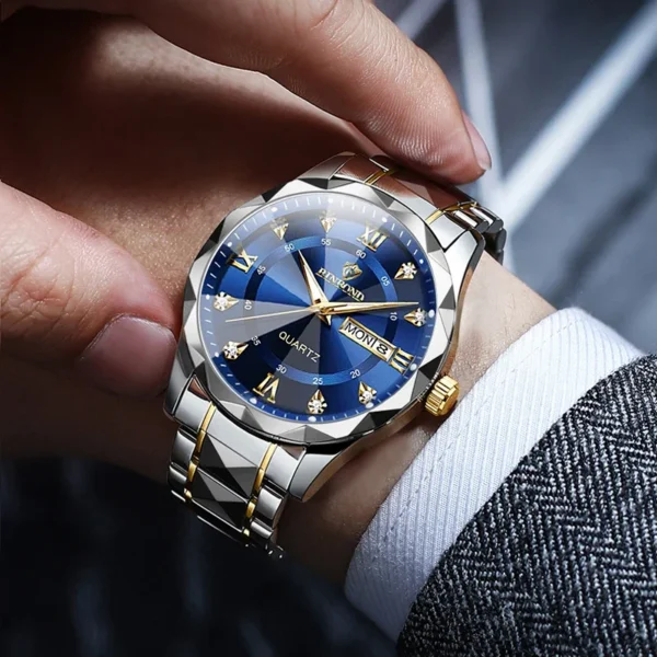 BINBOND Men Waterproof Week Date Clock Stainless Steel Sport Watch Top Brand Luxury Fashion Quartz Watch Men Quartz Wristwatch - Image 3