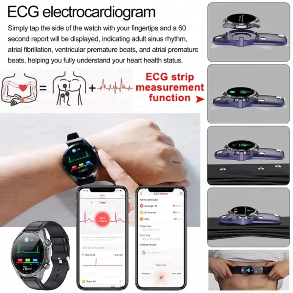 2025 New Micro Physical Examination Blood Lipids Uric Acid Blood oxygen Smart Watch Men ECG+PPG Clock Bluetooth call Smart watch - Image 2