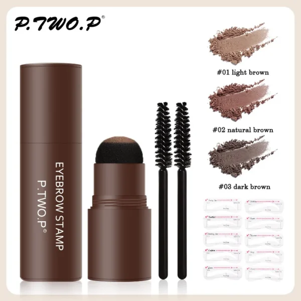 Eyebrow Powder Stamp Shaping Kit Waterproof Long Lasting Makeup Brushes eyebrow paint pencil Eye Brows Stencil Korean Cosmetics - Image 2