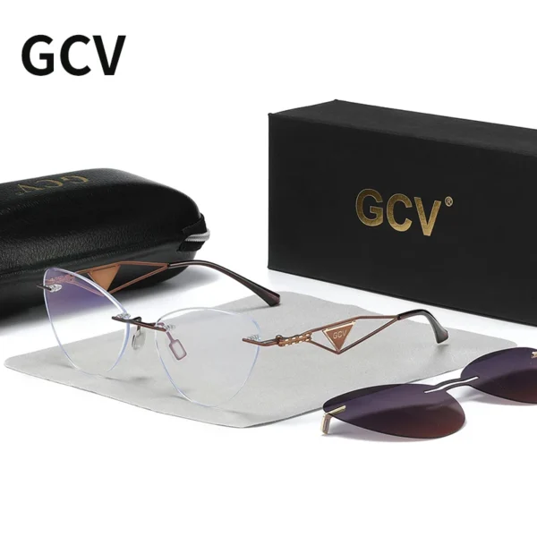 GCV Brand new Women 2 In 1 Polarized Sunglasses Anti blue light glasses butterfly frame multifunctional Medical applicability - Image 2