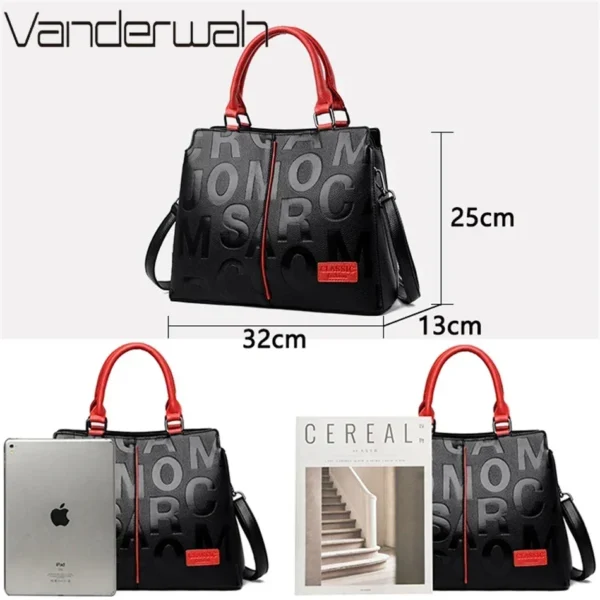 2 Layers Ladies Quality Leather Letter Shoulder Bags for Women 2024 Luxury Handbags Women Bags Designer Large Capacity Tote Bag - Image 4