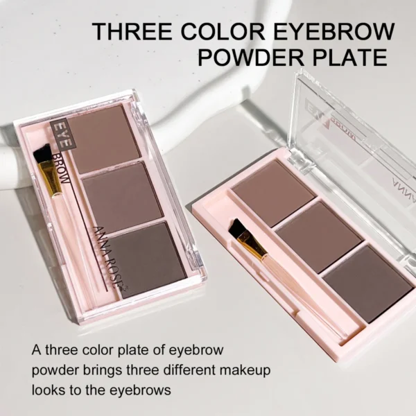 high quality 3-color brow powder palette, with brush, matte water and sweat resistant natural color brow powder long-lasting - Image 5