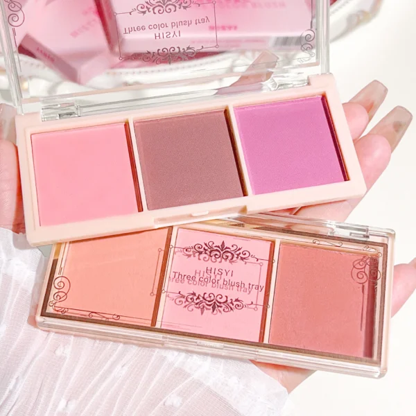 HISYI three-color blush natural color rendering delicate non-flying powder matte rouge holding makeup clear vitality girl blush - Image 3
