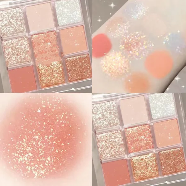 Makeup Eye Shadow Earth Color Beauty Eye Shadow Cosmetics Nine Color Sequins Glitter Pearlescent Matte Eye Shadow Palette