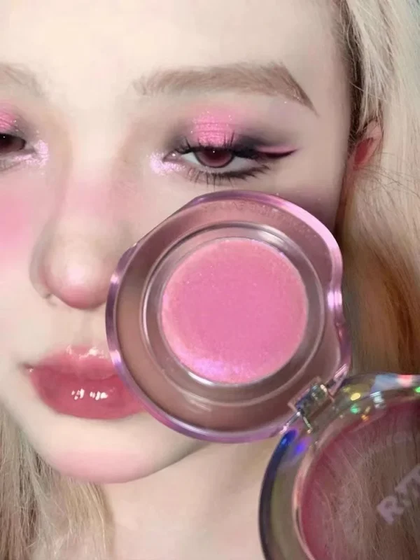 RMT High Gloss Chameleon Highlight Matte Purple Fine Powder Cream Blusher Shiny Face Brightening Integrated Plate ROMATIC Makeup - Image 2