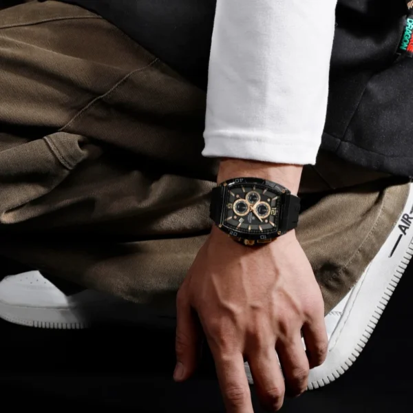 NAVIFORCE 6101 Casual Men's Quartz Watch Tonneau Dial Luminous Waterproof Silicone Strap Outdoor Sports Fashion Watches for Man - Image 6