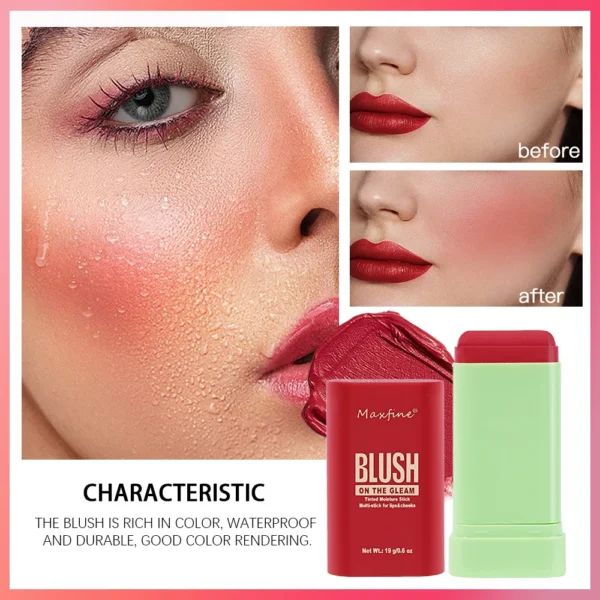 Multi Functional Blush Stick Waterproof Long Lasting Easy Color Delicate Moisture - Image 5