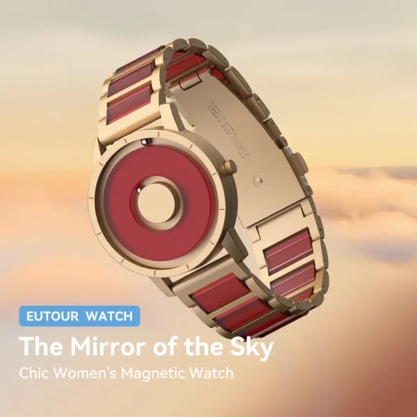 EUTOUR 2025 Spring Arrival Red White Concept Jewelry Watch Resin Material Grace Lady Girl Elegant E059 Magnet Watch Bracelet