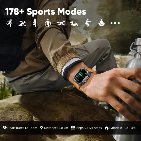 LIGE New 630mAh Battery GPS Smart Watch LED Flashlight Outdoor Sport Watch Compass Bluetooth Call 2.01" HD Screen Smartwatch Men - Image 4