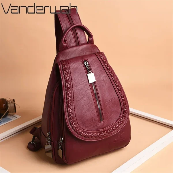 Women Soft Leather Backpacks Vintage Female Shoulder Crossbody Bags Sac A Dos Travel Ladies Bagpack Mochilas School Bag for Girl - Image 2
