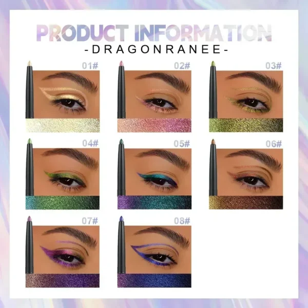 Glitter Aurora Eyeliner Pen Multi Chrome Eye Liner Lasting Shiny Metallic Eyeshadow Lying Silkworm Green Purple Makeup Pigment - Image 4