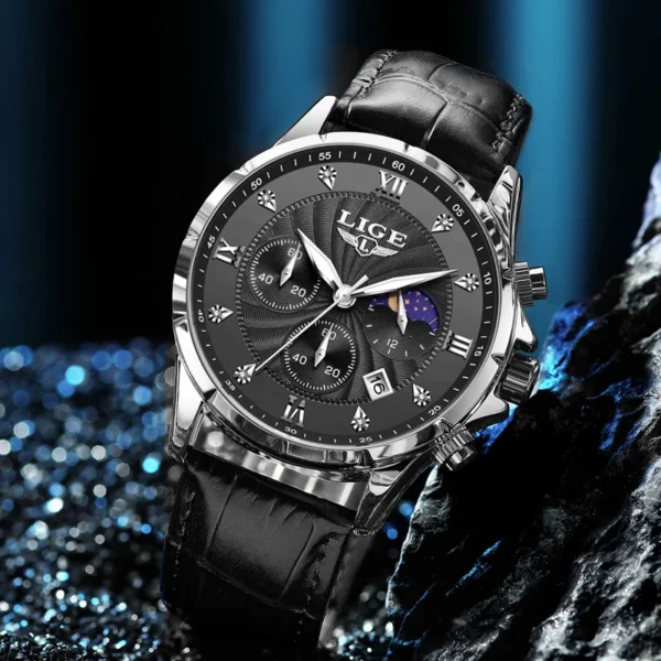 New Mens Watches LIGE Top Brand Luxury Leather Casual Quartz Watch Men's Sport Waterproof Clock Watch Relogios Masculino+Box - Image 5