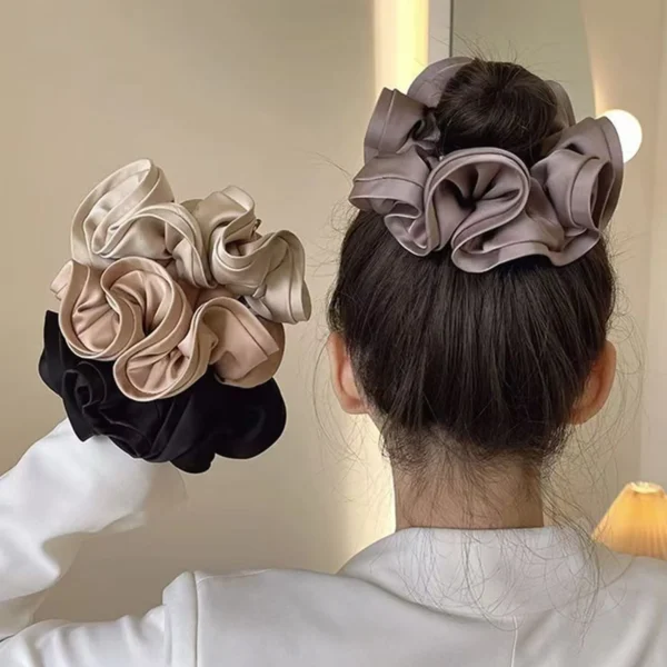 5Pcs/20Pcs French Style Ruffled Silky Scrunchies Oversized Large Hair Scrunchie Girls Satin Elastic Hair Bands Hair Accessories - Image 5