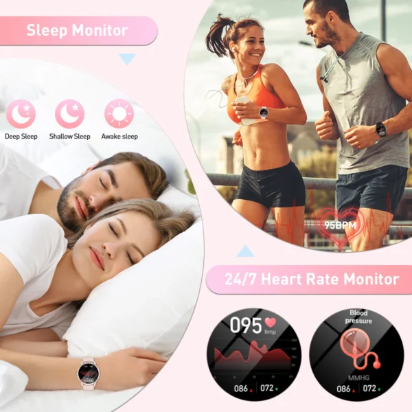 LIGE For Xiaomi Android Fashion Women Smart Watch 360*360 HD Screen Heart Rate Custom Dial Watch Bluetooth Call Smartwatches New - Image 3