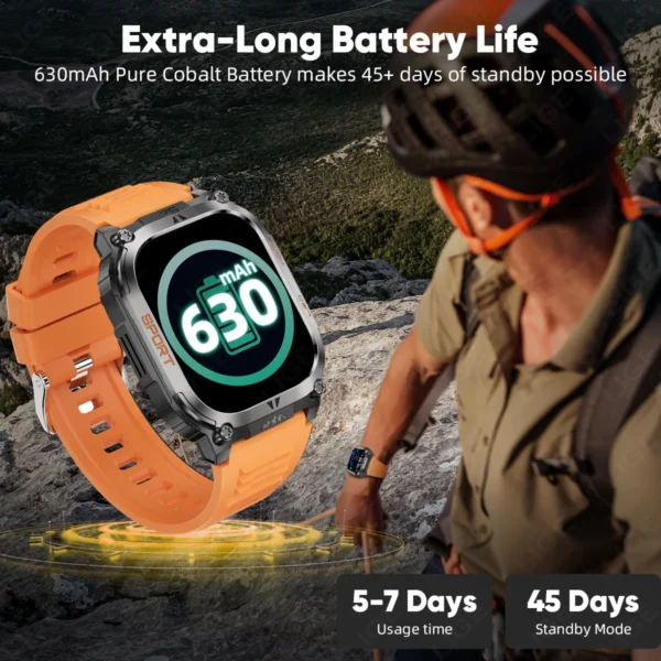 LIGE New 630mAh Battery GPS Smart Watch LED Flashlight Outdoor Sport Watch Compass Bluetooth Call 2.01" HD Screen Smartwatch Men - Image 3