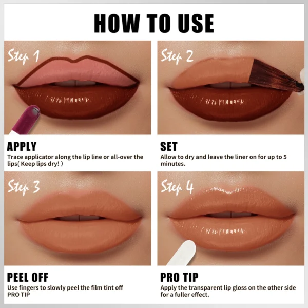 QIC Waterproof Lip Liner Peel Off Tattoo Lipgloss Long Lasting Matte Lip Tint Brown Contour Tear-off Lips Stain Cosmetic - Image 6