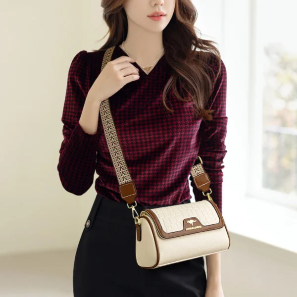 Stone Pu Leather Shoulder Hand Bag for Women Mom Purse Fashion Mother's Crossbody Bag Underarm Bag Small Square Satchel Handbag - Image 2