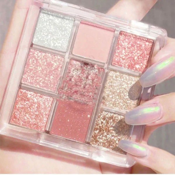 Makeup Eye Shadow Earth Color Beauty Eye Shadow Cosmetics Nine Color Sequins Glitter Pearlescent Matte Eye Shadow Palette - Image 3