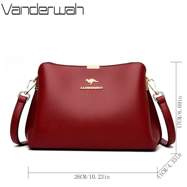 Solid Color Luxury Designer High Quality Leather Women's Handbag Purses Multifunctional Ladies Shoulder Messenger Bags Sac Femme - Image 4