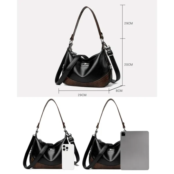 Genuine Brand 2 Layers PU Leather Shoulder Crossbody Hand Bag for Women Mother Messenger Handbag for Daily Commuting Tote Sac - Image 3