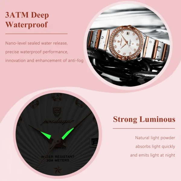 POEDAGAR Luxury Woman Wristwatch Waterproof Luminous Date Stainless Steel Watch For Ladies High Quality Quartz Women Watches+box - Image 3
