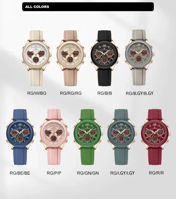 NAVIFORCE NF5045T Waterproof Elegant Ladies's Dual Display Time Women's Fashion Simple Silicone Strap Watches - Image 6
