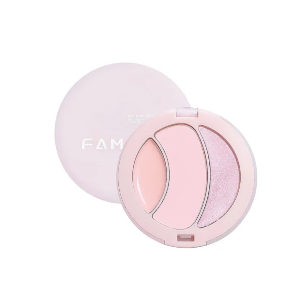 FAMOTY Three-Color Matte High-Gloss Pearlescent Water-Gloss Atmosphere 3D Brightening Fine Flash Highlighter Blush for Makeup