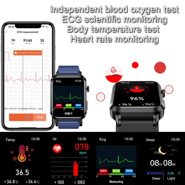 2025 New Nursing Grade Smart Watch Airbag health watch air Pump ECG True Accurately Blood Pressure Uric Acid Blood Lipids watch - Image 5