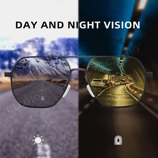 CLLOIO Anti-glare Day Night Vision Glasses Men Women Polarized Driving Sun Glasses Square Aluminum Photochromic Sunglasses UV400 - Image 3