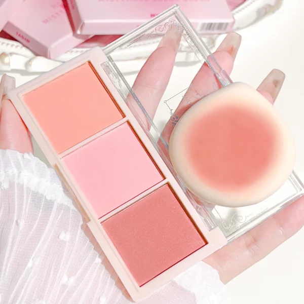 HISYI three-color blush natural color rendering delicate non-flying powder matte rouge holding makeup clear vitality girl blush - Image 4