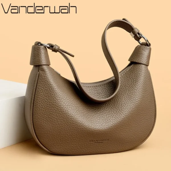Two Belt Strap Soft Lichi Pu Leather Shoulder Bag Women's Crossbody Bag Female Small Hobos Armpit Purses and Handbag Sac A Main