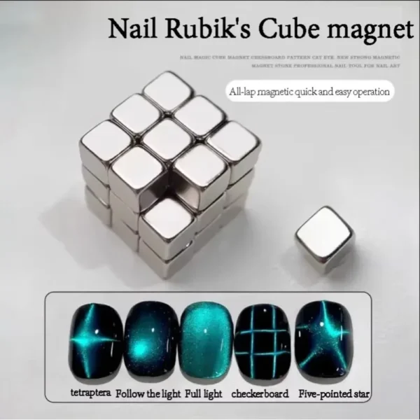 Multi-function Cube Magnet Nail Art Cat Eye Chessboard Starlight Nail UV Magnetic Attraction Magnets Set 27pcs Manicure DIY Tool - Image 2
