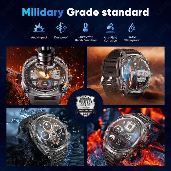LIGE New Smart Watch Men 800mAh Battery Ultra Long Standby Time Bluetooth Call 1.75" AMOLED Display Sport Fitness Smartwatch Men - Image 6