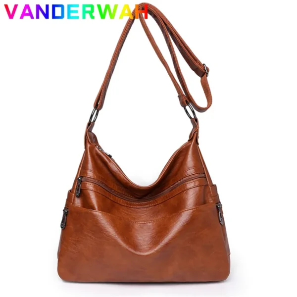 Luxury Pu Leather Messenger Bag Vintage Women Hand Bag Large Capacity Casual Hobo Handbag Purse Female Crossbody Shoulder Bags - Image 6