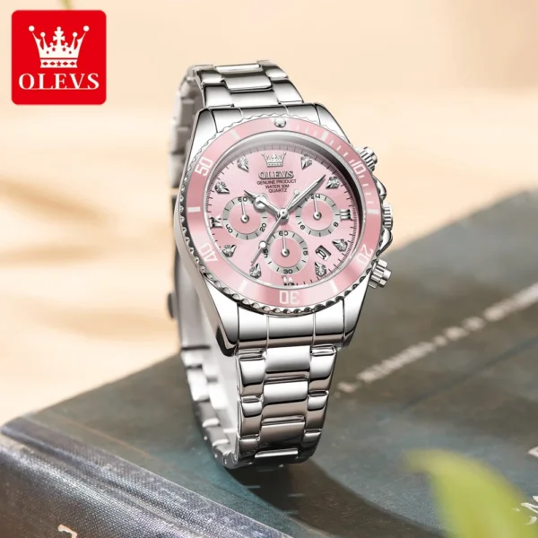 OLEVS Women’s Watch Elegant Luxury Original Quartz Watch Zircon Scale Waterproof Luminous Chronograph Date Ladies Watch 5632 - Image 4