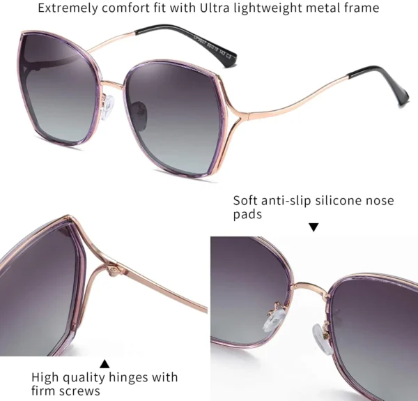 ZENOTTIC Fashion Oversized Polarized Sunglasses Women Geometric Vintage Gradient Shades UV400 Protection Metal Sun Glass - Image 5