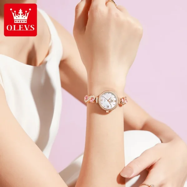 OLEVS 5633 Woman Watch Elegant Fashion Quartz Watch Diamond Bracelet Ladies Watch Original Automatic Date Waterproof Watch Reloj - Image 4