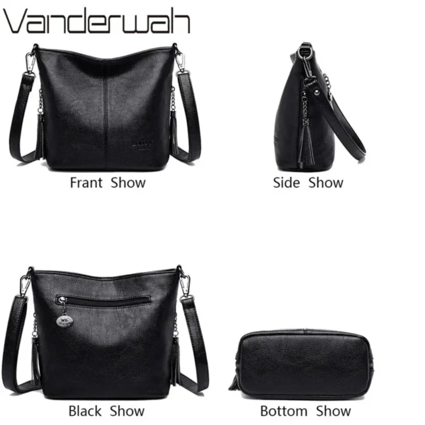 Genuien Tassels Ladies Hand Crossbody Bags For Women Leather Luxury Purses And Handbags Women Shoulder Bags Designer Bucket Sac - Image 4