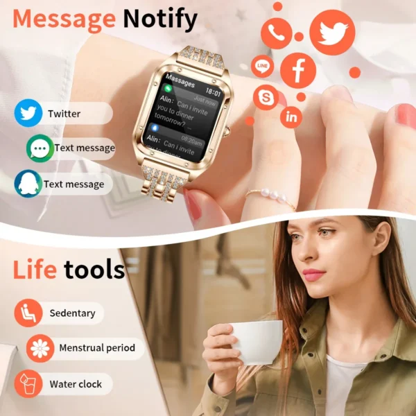 1.57Inch Top Luxury Smart Watch Women Bluetooth Call Blood Pressure Heart rate Sleep Health Monitor Smartwatch For Ladies Gift - Image 5
