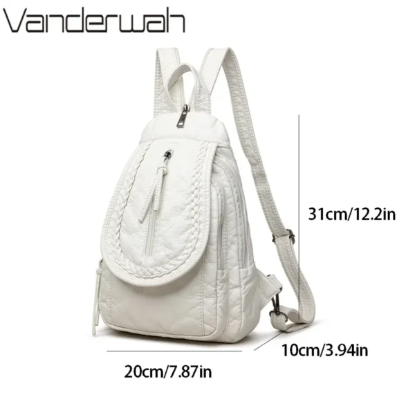 White Backpack For Women Small Shoulder Bag Multi-pocket Rucksack Ladies High Quality Soft Leather Sac A Dos Casual Teenager Bag - Image 4