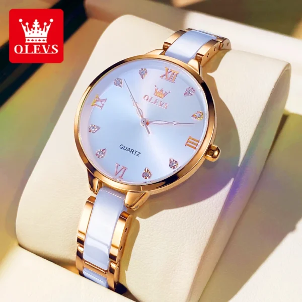 OLEVS 5872 Women Watch Fashion Original Luxury Quartz Watch Waterproof Ceramic Strap Authentic Premium Gift Elegant Women Watch - Image 2