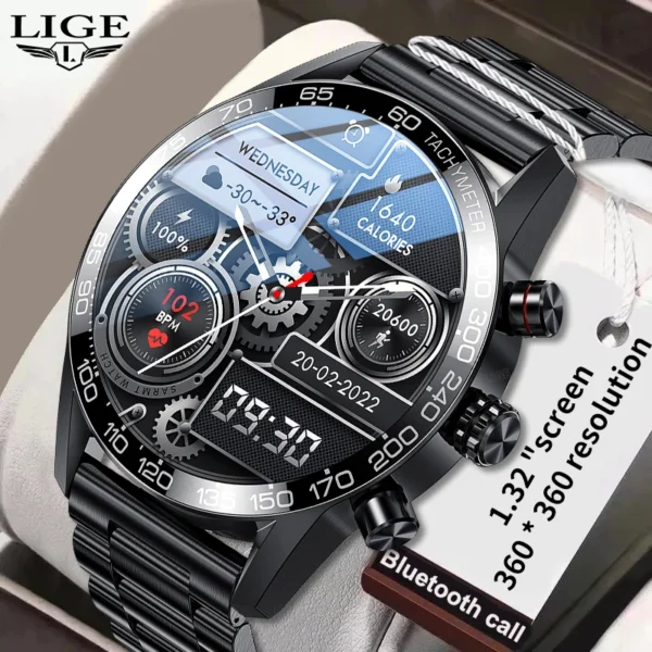 LIGE Business Watch For Men Smart Watch AMOLED HD Screen Smartwatch Bluetooth Calling IP67 Waterproof Smart Bracelet Full Touch